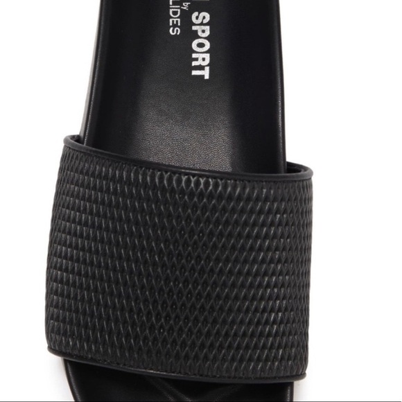 Urban Sport By J/Slides Textured Leather Slide Sandal Size 10 new with box Black - Picture 2 of 7